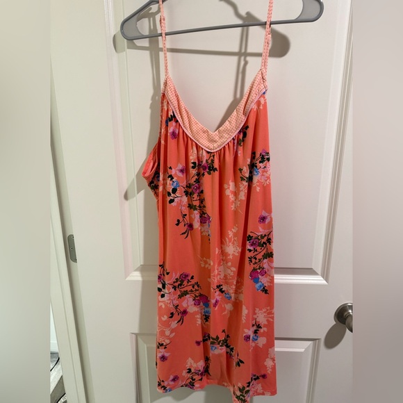 Orange Floral Wrap Robe with Flowing Sleeves and nightgown - Picture 3 of 6